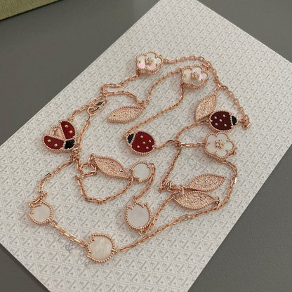 [Super Jewellery]LUCKY SPRING 15 MOTIFS ROSE GOLD NECKLACE