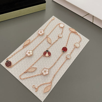 [Super Jewellery]LUCKY SPRING 15 MOTIFS ROSE GOLD NECKLACE