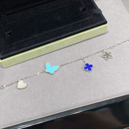[Super Jewellery]LUCKY SPRING SILVER BRACELET 4 MOTIF
