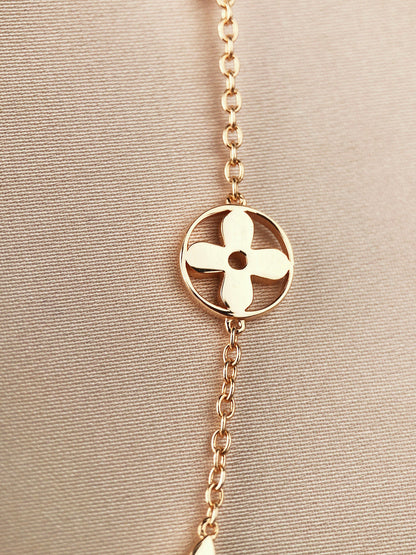 [Super Jewellery]STAR AND SUN 7 MOTIFS GOLD BRACELET