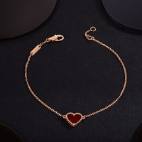 [Super Jewellery]HEART CARNELIAN PINK GOLD BRACELET