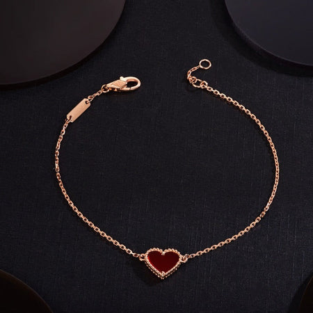 [Super Jewellery]HEART CARNELIAN PINK GOLD BRACELET