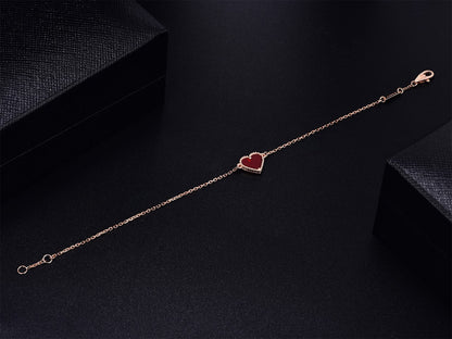 [Super Jewellery]HEART CARNELIAN PINK GOLD BRACELET