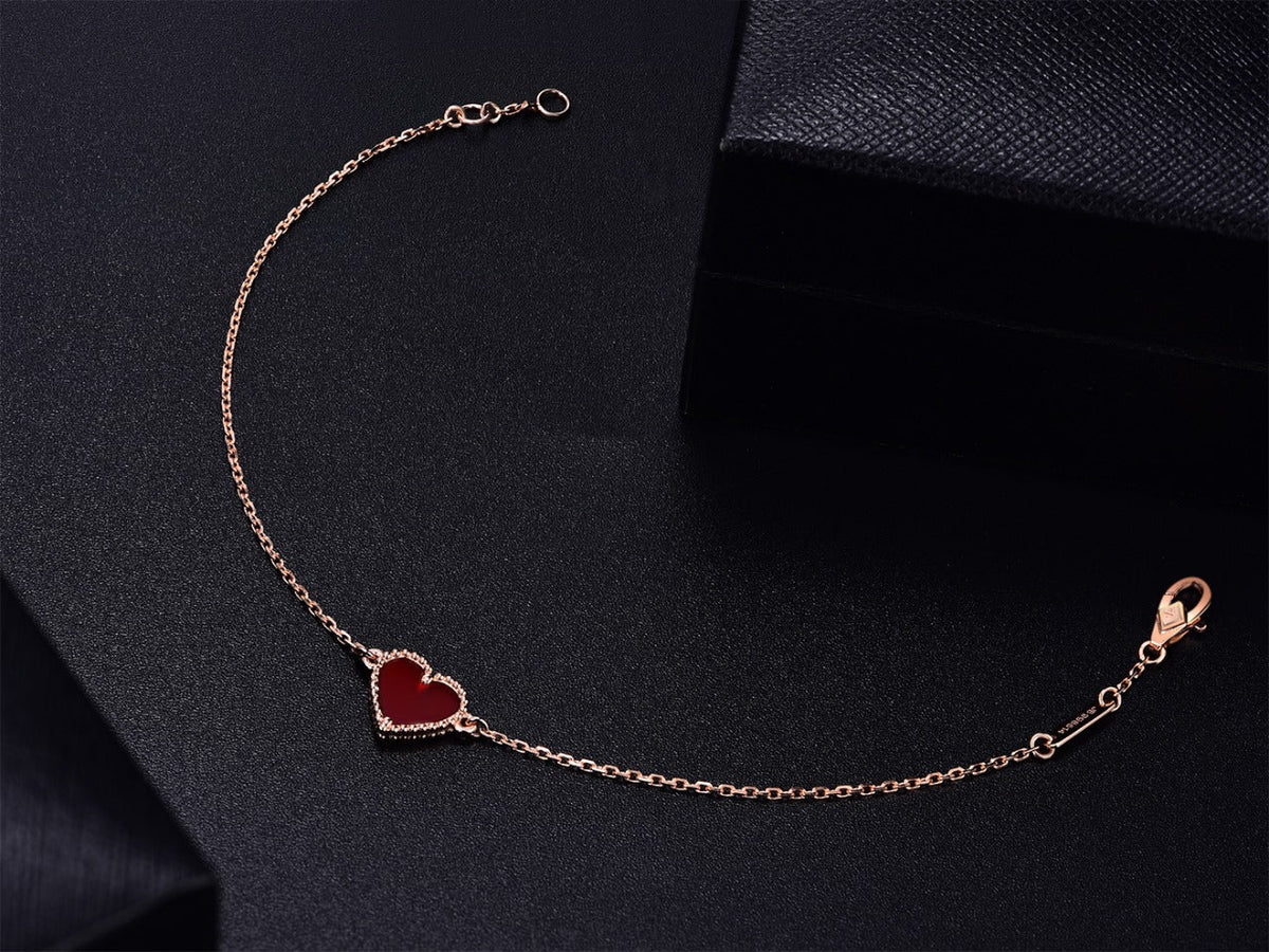 [Super CiCi ]HERZ-ARMBAND AUS KARNELIAN UND ROSÉGOLD