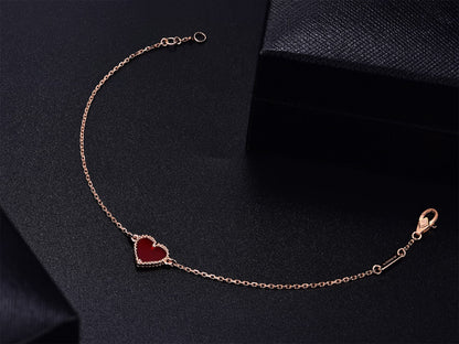 [Super Jewellery]HEART CARNELIAN PINK GOLD BRACELET
