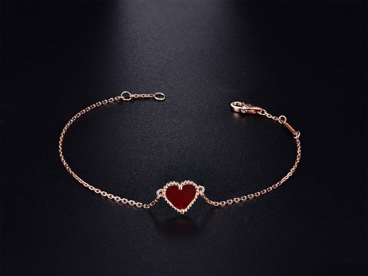 [Super CiCi ]HERZ-ARMBAND AUS KARNELIAN UND ROSÉGOLD