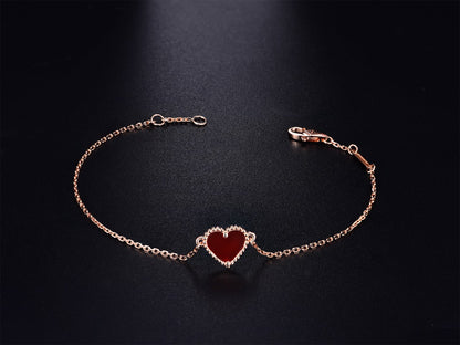 [Super Jewellery]HEART CARNELIAN PINK GOLD BRACELET