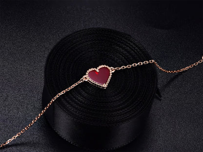 [Super Jewellery]HEART CARNELIAN PINK GOLD BRACELET