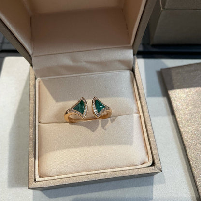 [Super]DREAM MALACHITE DIAMOND OPEN RING