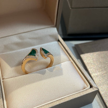 [Super]DREAM MALACHITE DIAMOND OPEN RING