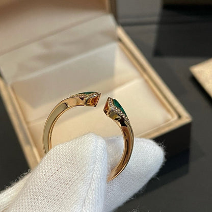 [Super]DREAM MALACHITE DIAMOND OPEN RING
