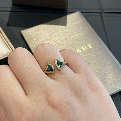 [Super]DREAM MALACHITE DIAMOND OPEN RING