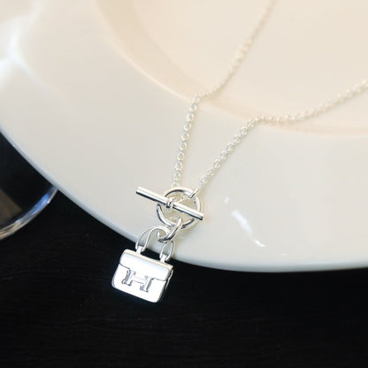 [Super Jewellery]POP H PEDANT SILVER NECKLACE