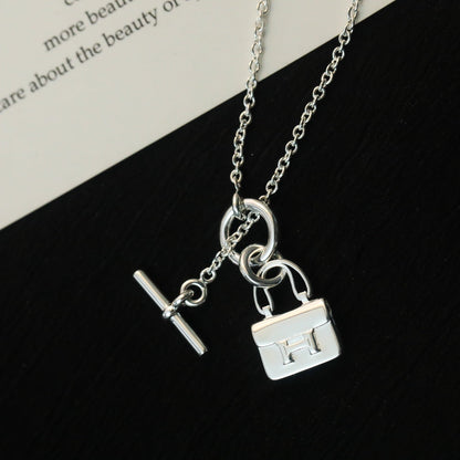 [Super Jewellery]POP H PEDANT SILVER NECKLACE
