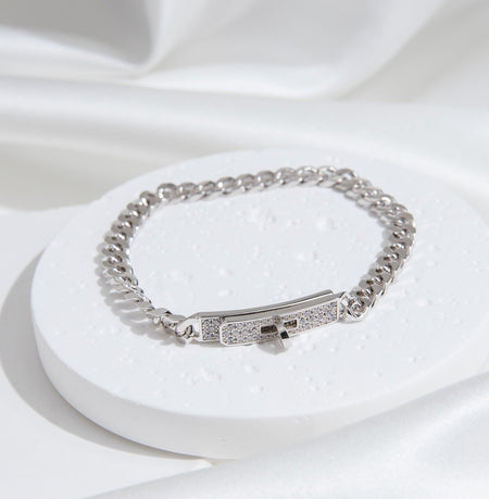 [Super Jewellery]KELLY CHAIN SILVER DIAMOND BRACELET