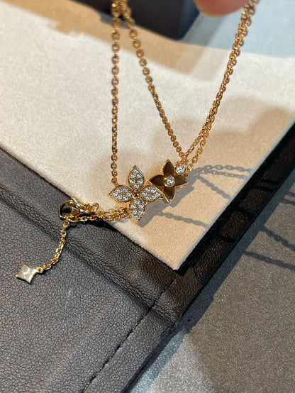 [Super Jewellery]STAR BLOSSOM NECKLACE PINK GOLD DIAMONDS