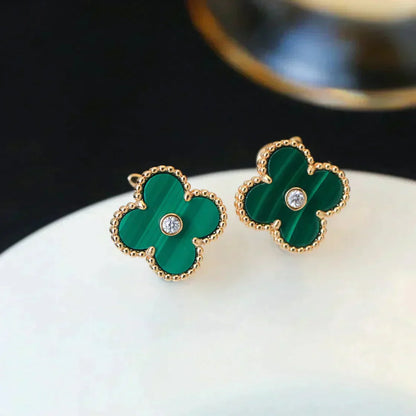 [Super Jewellery]CLOVER MEDIUM 1 MOTIFS MALACHITE DIAMOND EARRINGS