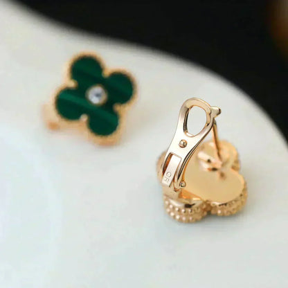 [Super Jewellery]CLOVER MEDIUM 1 MOTIFS MALACHITE DIAMOND EARRINGS