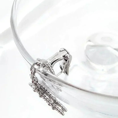 [Super Jewellery]CLOVER 2 MOTIFS  DIAMOND ONYX EARRINGS SILVER