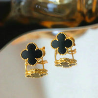 [Super Jewellery]CLOVER MEDIUM 1 MOTIFS  ONYX STUD EARRINGS