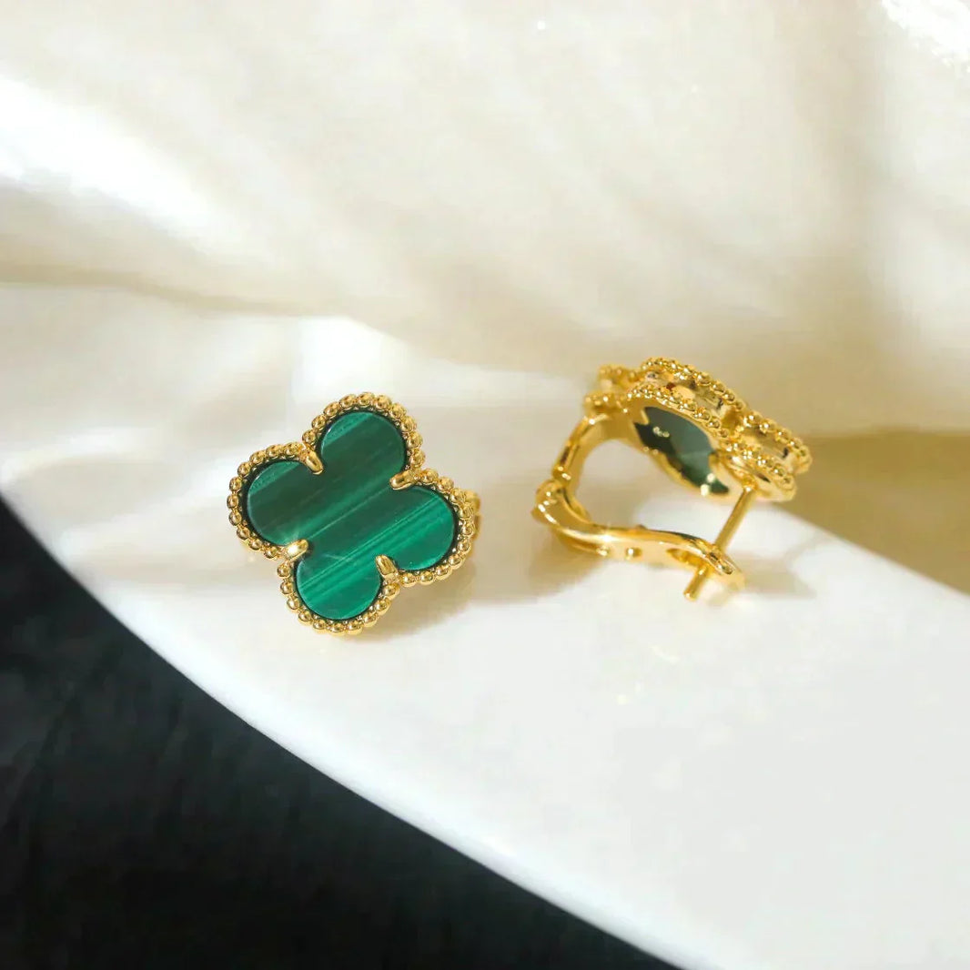 [Super Jewellery]CLOVER MEDIUM 1 MOTIFS MALACHITE  EARRINGS