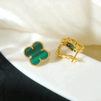 [Super Jewellery]CLOVER MEDIUM 1 MOTIFS MALACHITE  EARRINGS