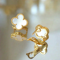 [Super Jewellery]CLOVER MEDIUM 1 MOTIFS  WHITE MOP STUD EARRINGS