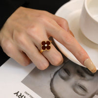[Super Jewellery]CLOVER CARNELIAN RING ROSE GOLD DIAMOND