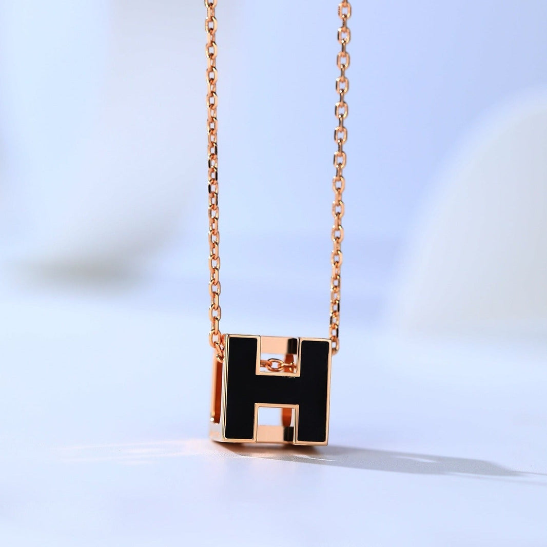 [Super Jewellery]H CAGE PINK GOLD NECKLACE
