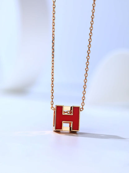 [Super Jewellery]H CAGE PINK GOLD NECKLACE