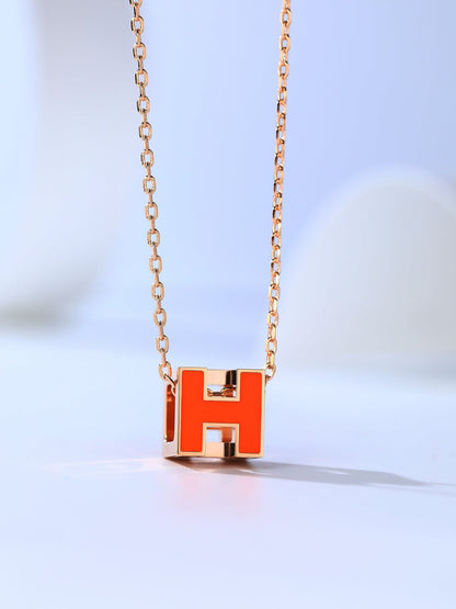 [Super Jewellery]H CAGE PINK GOLD NECKLACE