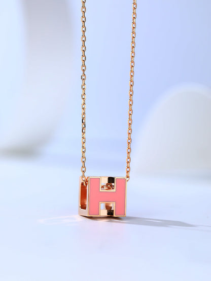 [Super Jewellery]H CAGE PINK GOLD NECKLACE