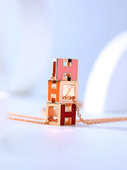 [Super Jewellery]H CAGE PINK GOLD NECKLACE