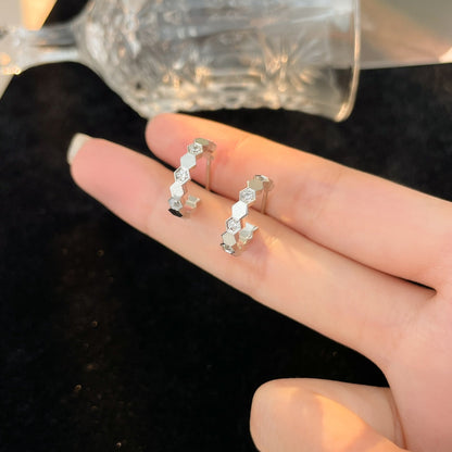 [Super Jewellery]BEE LOVE DIAMOND HOOP EARRINGS