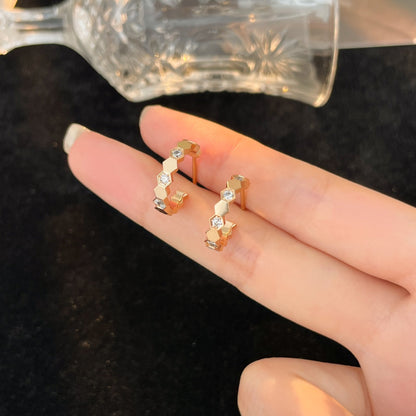 [Super Jewellery]BEE LOVE DIAMOND HOOP EARRINGS