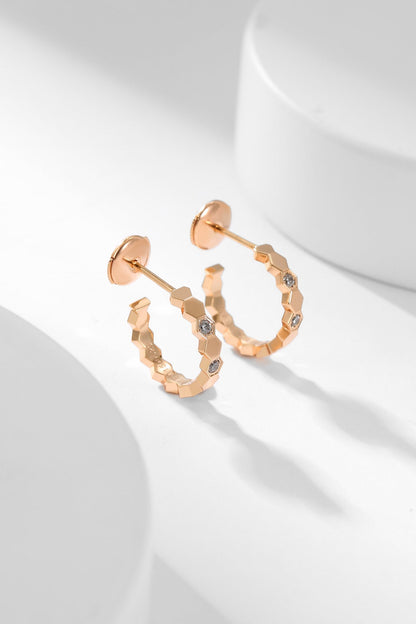 [Super Jewellery]BEE LOVE DIAMOND HOOP EARRINGS