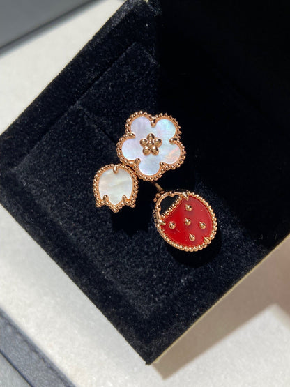 [Super Jewellery]LUCKY 3 MOTIF ROSE GOLD RING
