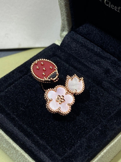 [Super Jewellery]LUCKY 3 MOTIF ROSE GOLD RING