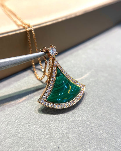 [Super]DREAM MALACHITE DIAMOND PAVED PINK GOLD NECKLACE