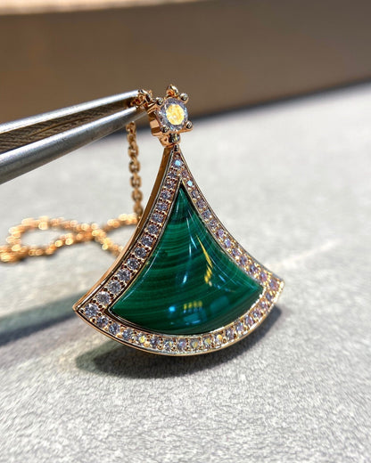 [Super]DREAM MALACHITE DIAMOND PAVED PINK GOLD NECKLACE