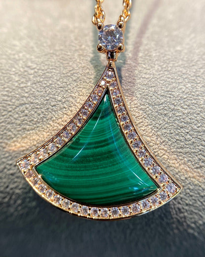 [Super]DREAM MALACHITE DIAMOND PAVED PINK GOLD NECKLACE