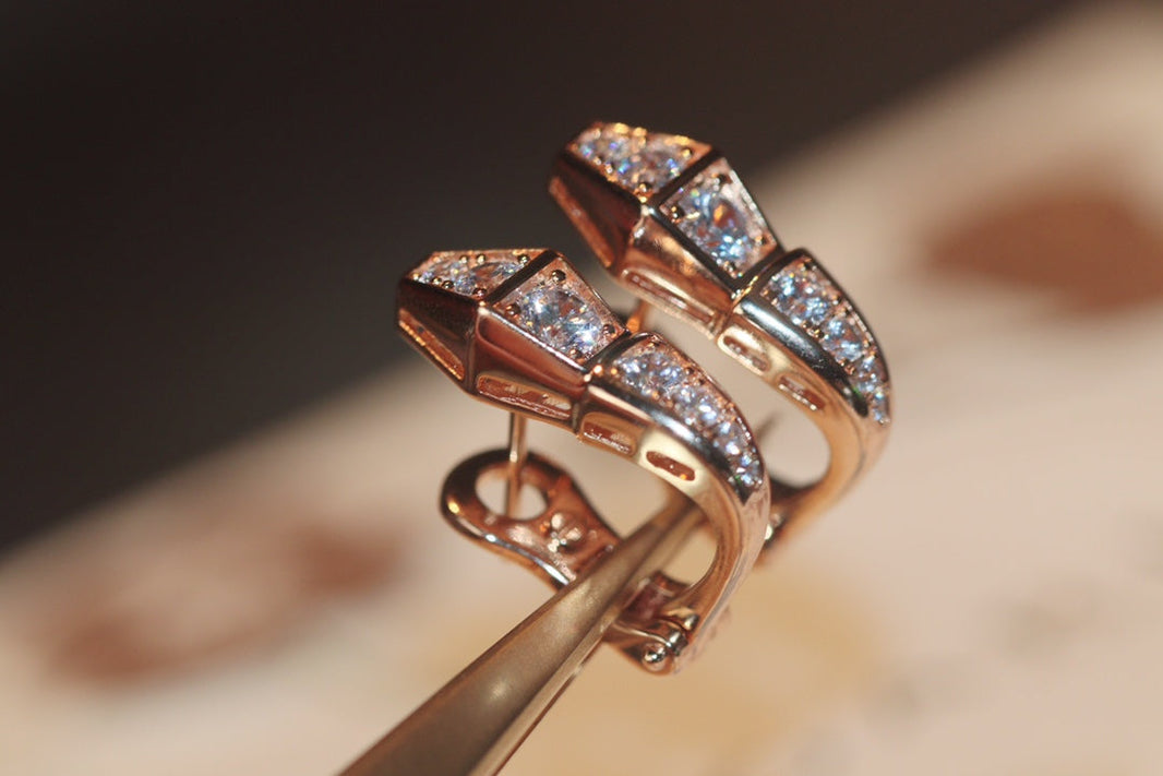 [Super]SERPENT PINK GOLD DIAMOND EARRINGS