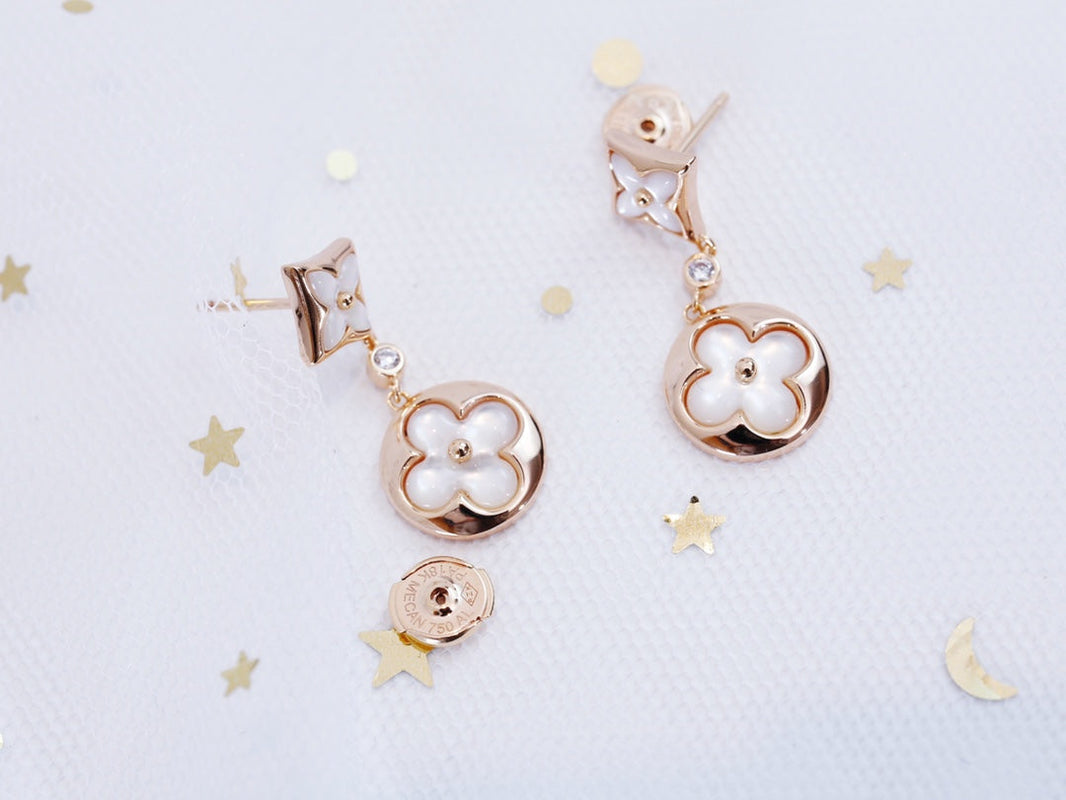 [Super Jewellery]STAR AND SUN PINK GOLD MOP DROP EARRINGS
