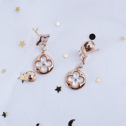 [Super Jewellery]STAR AND SUN PINK GOLD MOP DROP EARRINGS