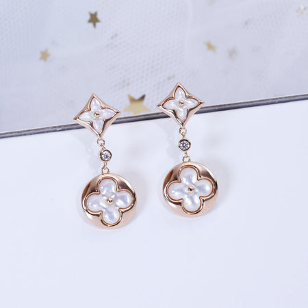 [Super Jewellery]STAR AND SUN PINK GOLD MOP DROP EARRINGS