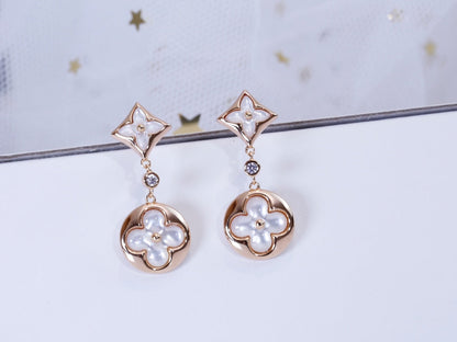 [Super Jewellery]STAR AND SUN PINK GOLD MOP DROP EARRINGS