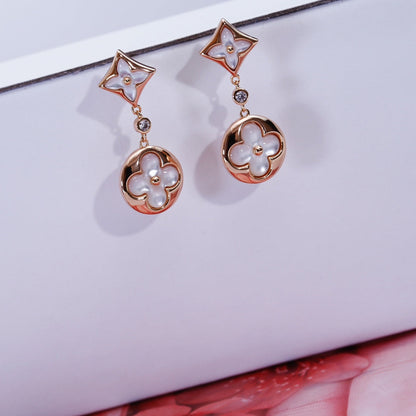 [Super Jewellery]STAR AND SUN PINK GOLD MOP DROP EARRINGS