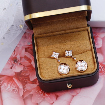 [Super Jewellery]STAR AND SUN PINK GOLD MOP DROP EARRINGS