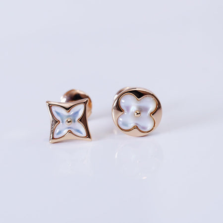 [Super Jewellery]STAR AND SUN PINK GOLD MOP STUD EARRINGS