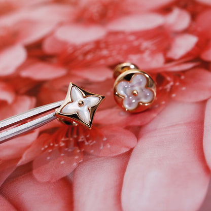 [Super Jewellery]STAR AND SUN PINK GOLD MOP STUD EARRINGS